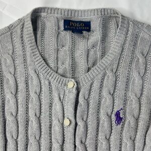 Ralph Lauren Kids Gray Cable Knit Cardigan
